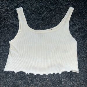 Aeropostale Cream Ribbed Crop Tank Top